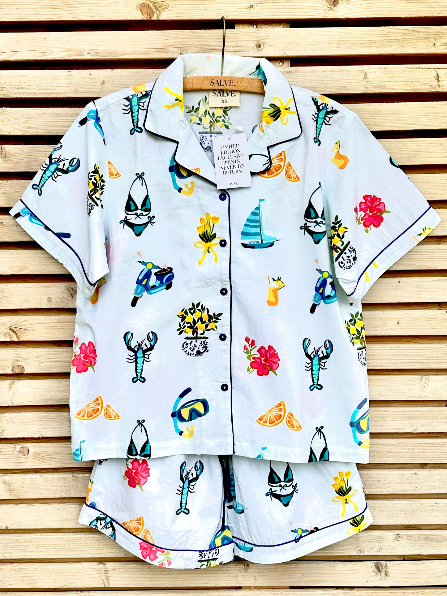 Summer in Europe print 100% cotton Short Pyjama Set