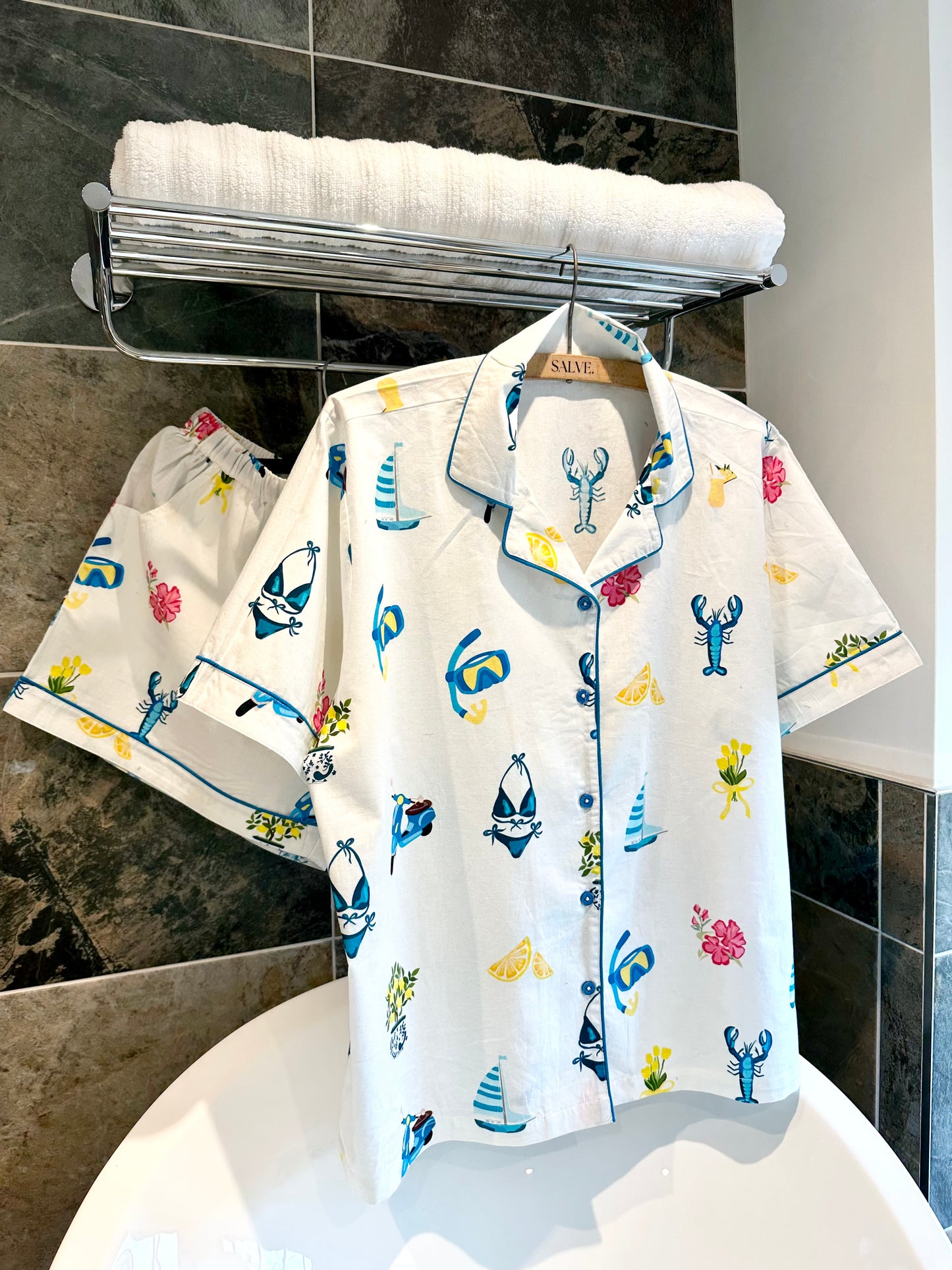 Summer in Europe print 100% cotton Short Pyjama Set